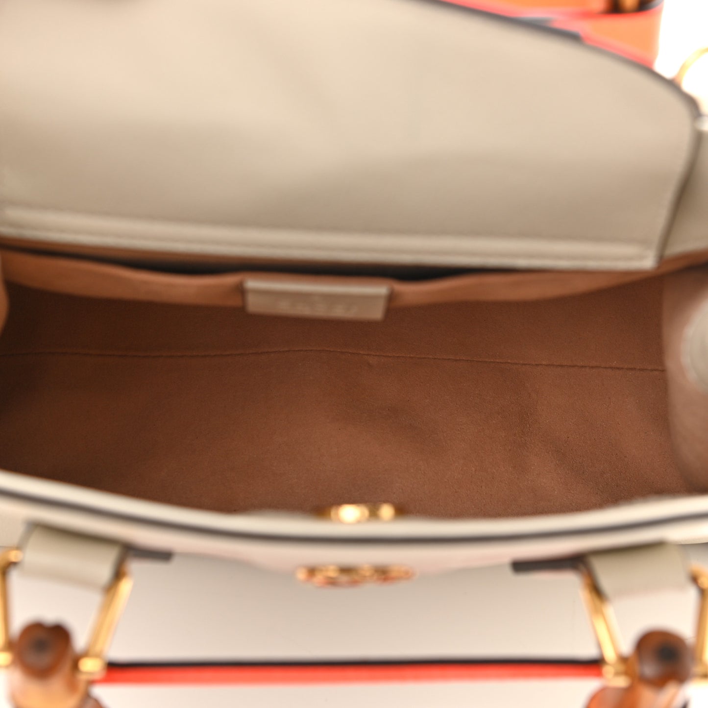 Wonka Grain Calfskin Small Diana Tote Bag Mystic White Orange Fluo