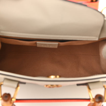 Gucci Wonka Grain Calfskin Small Diana Tote Bag Mystic White Orange Fluo 5 of 10