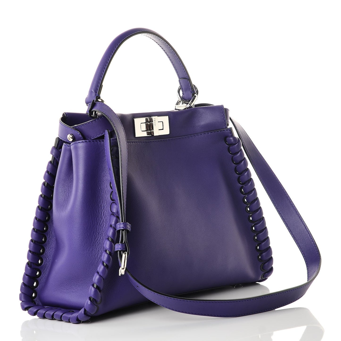 Vitello Seta Lace Up Medium Peekaboo Iconic Satchel Purple Rain