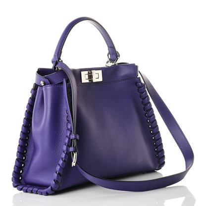 Fendi Vitello Seta Lace Up Medium Peekaboo Iconic Satchel Purple Rain 3 of 8