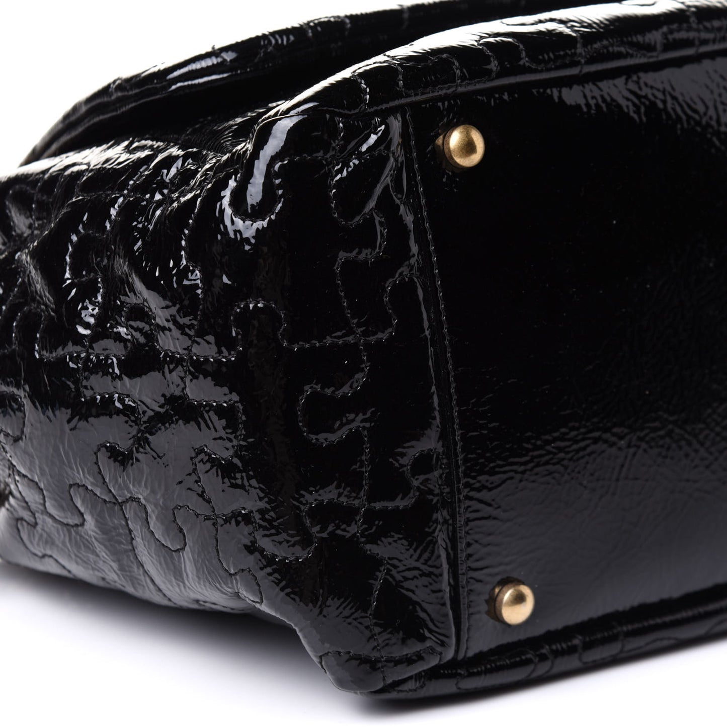 Patent Puzzle Accordion Flap Bag Black