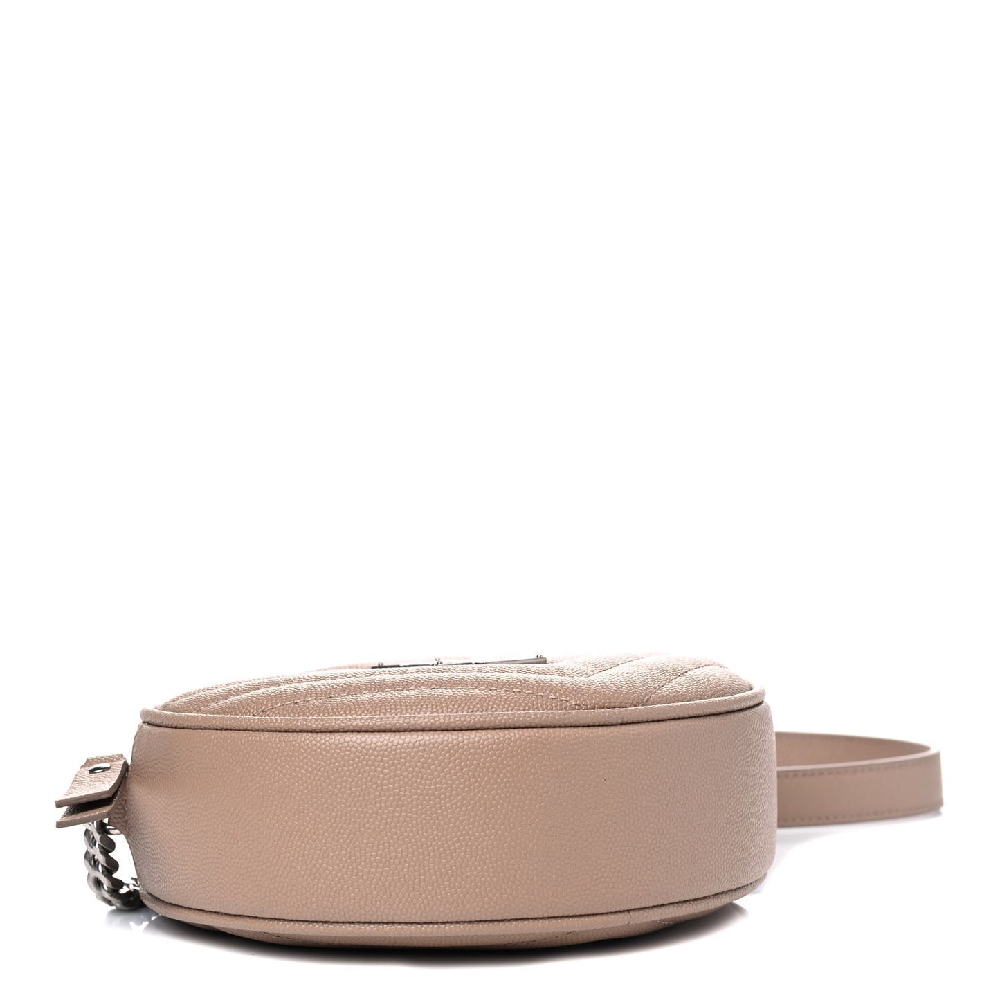 Grain De Poudre Matelasse Chevron Quilted Round Vinyle Camera Bag Gold Sand