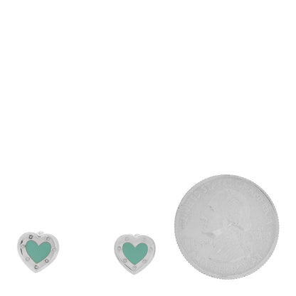 Tiffany Sterling Silver Enamel Mini Return to Tiffany Love Heart Earrings Blue 2 of 5