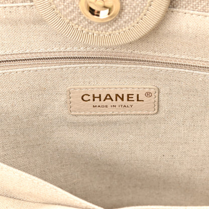 Chanel Mixed Fibers Small Deauville Tote Beige Black 7 of 12