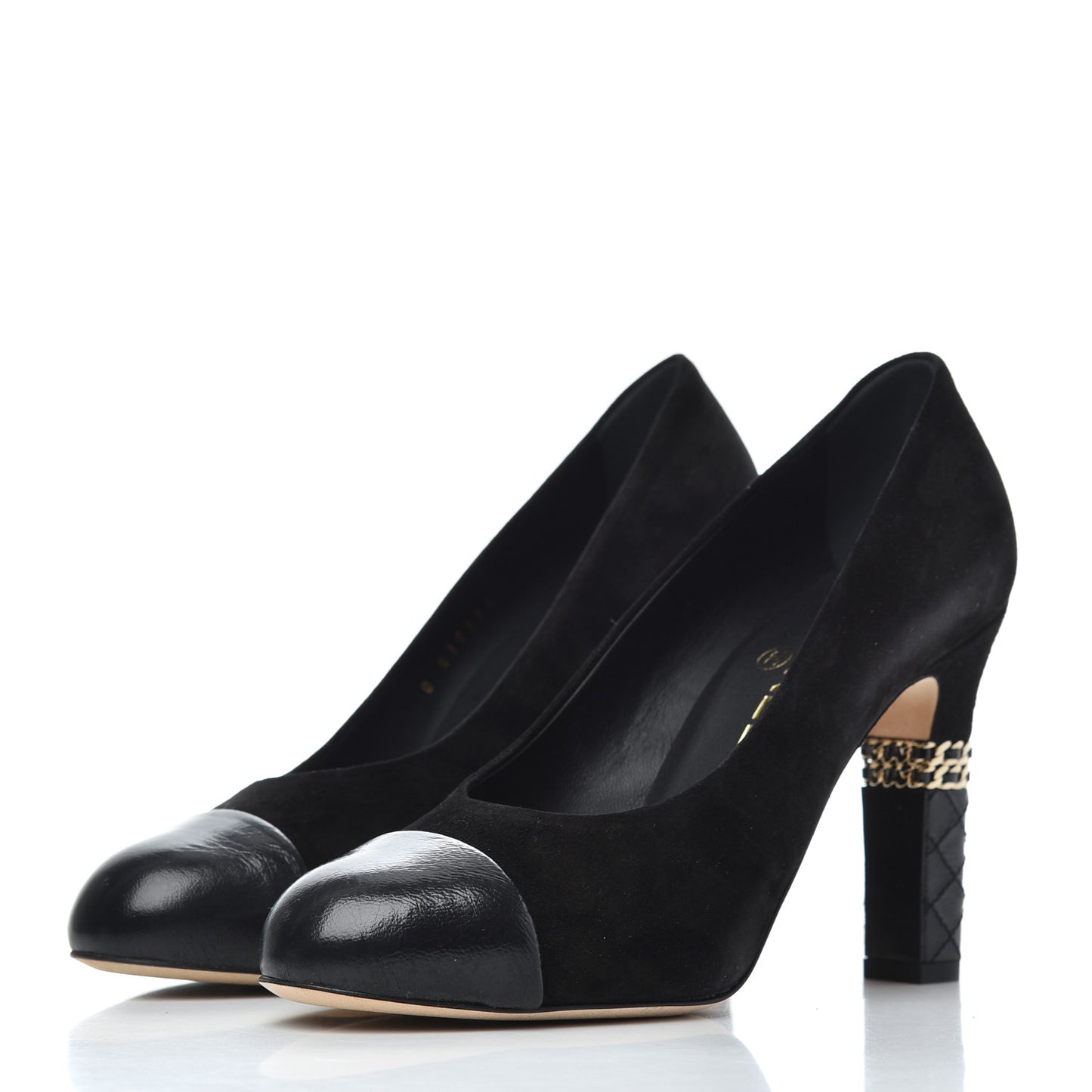 Suede Cap Toe CC Pumps 38 Black