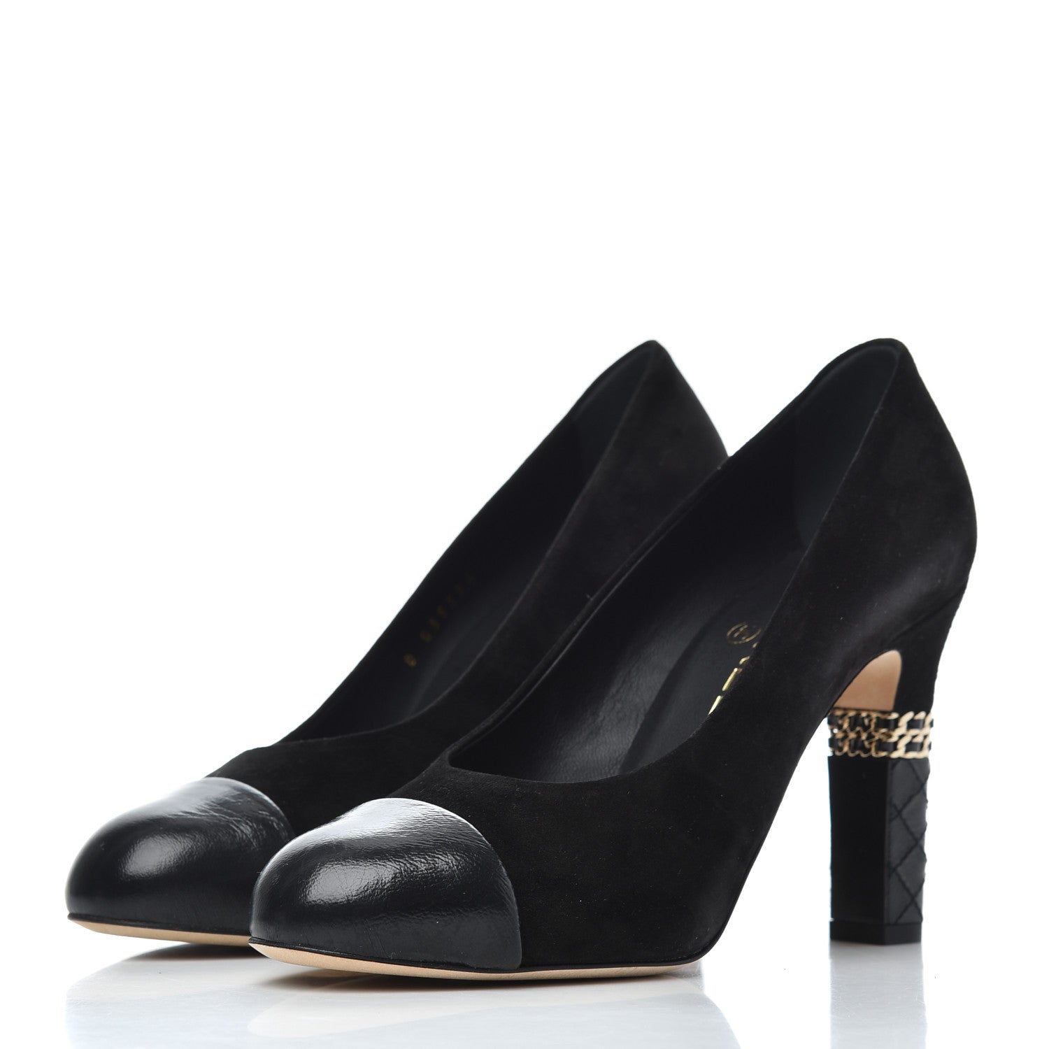 Chanel Suede Cap Toe CC Pumps 38 Black 3 of 18