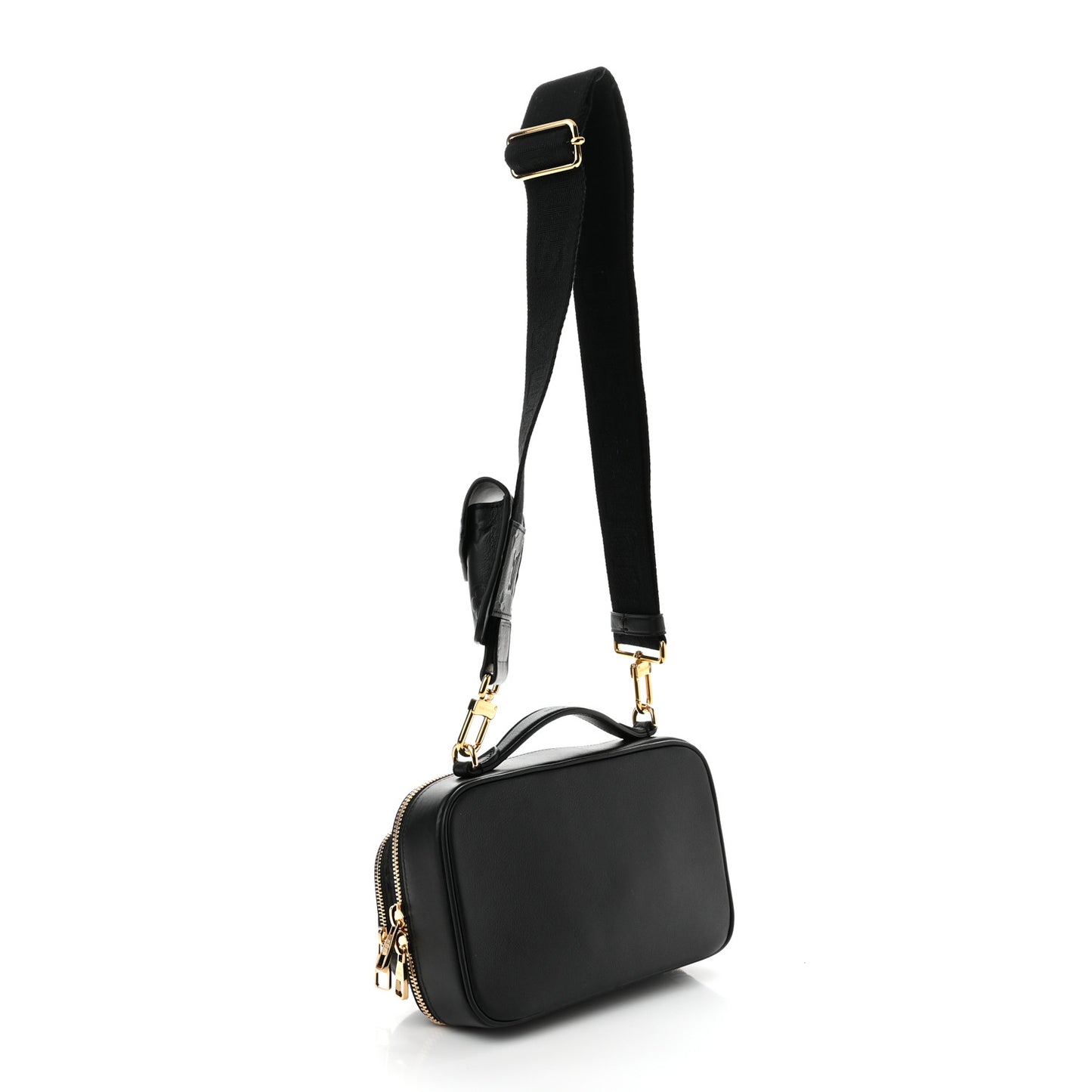 Calfskin Monogram Embossed Utility Crossbody Black