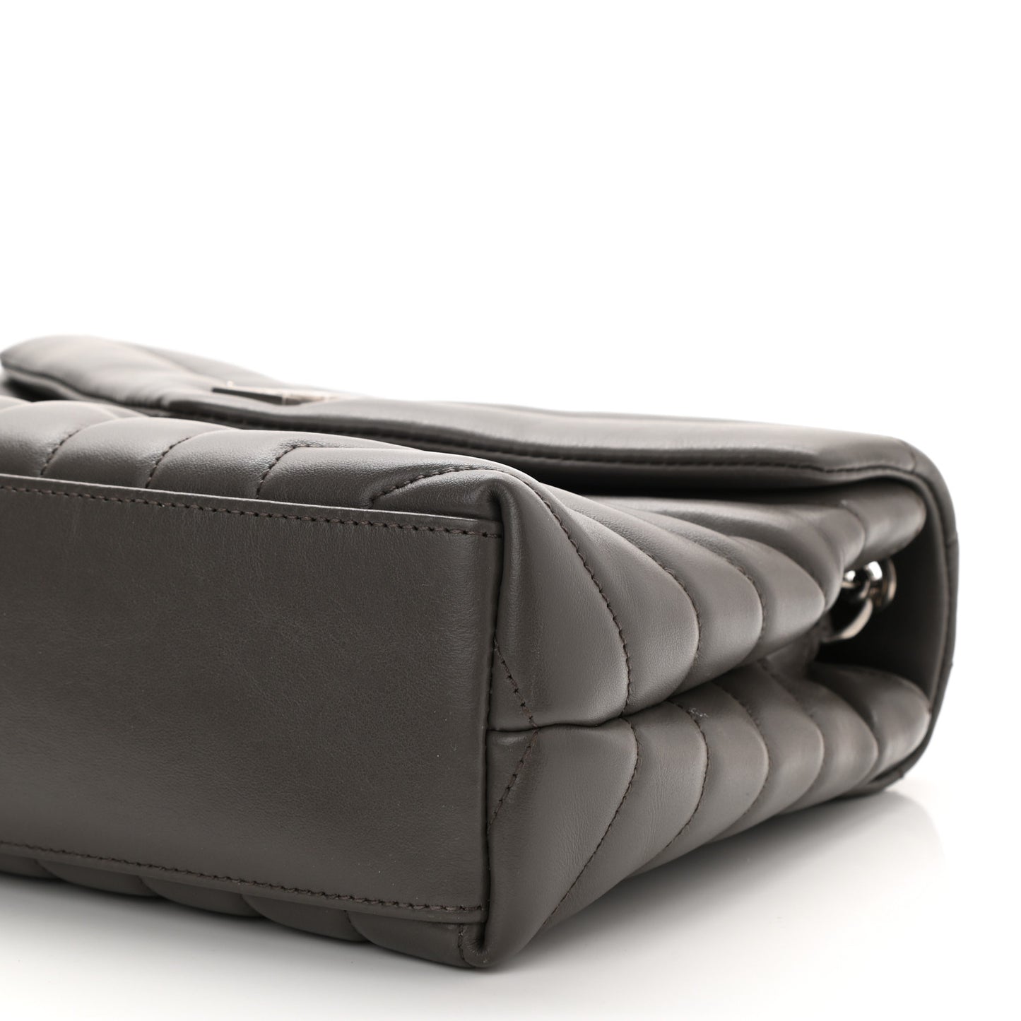 Calfskin Y Quilted Monogram Small Loulou Chain Satchel Pebble