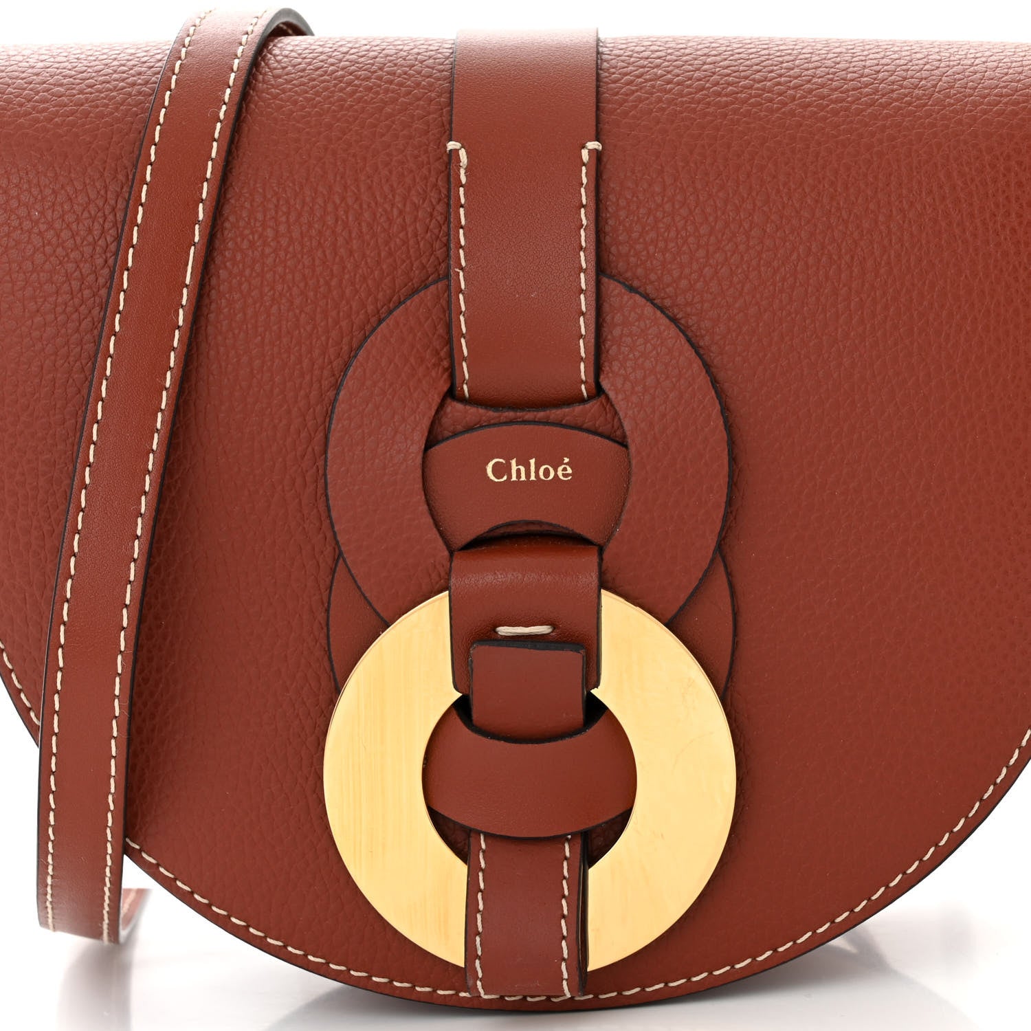Chloe Grained Calfskin Small Darryl Saddle Crossbody Bag Sepia Brown 8 of 10
