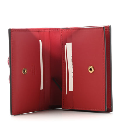Gucci GG Supreme Monogram Cherry Embellished Card Case Wallet Hibiscus Red 5 of 7