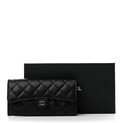 Chanel Caviar Quilted Large Gusset Flap Wallet Black 10 of 10