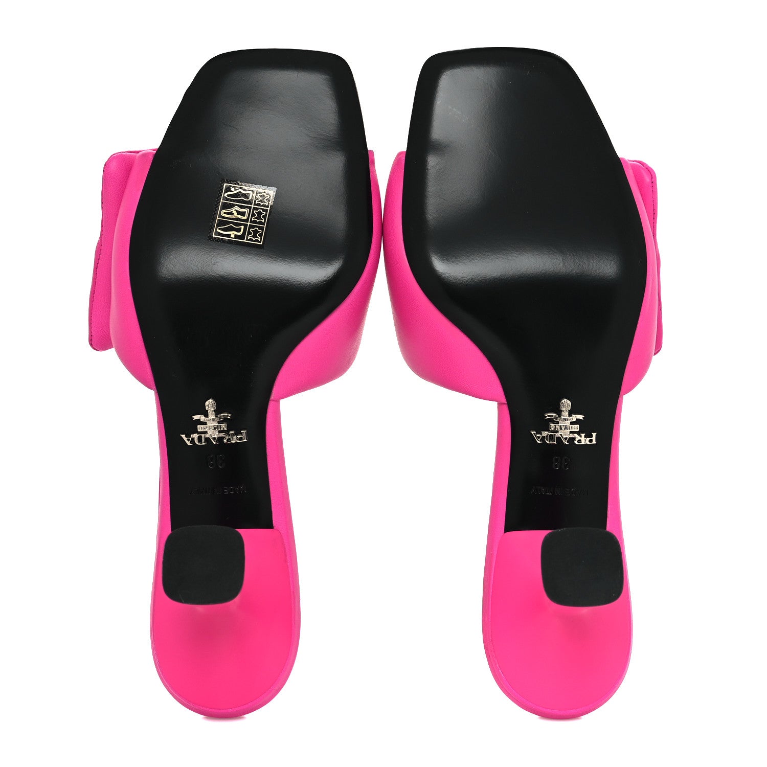 Prada Nappa Soft Padded Metal Triangle Logo 65mm Slide Sandals 38 Begonia Fluo 5 of 8