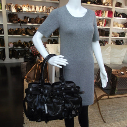 Burberry Perforated Leather Belted Bag Black 2 of 10