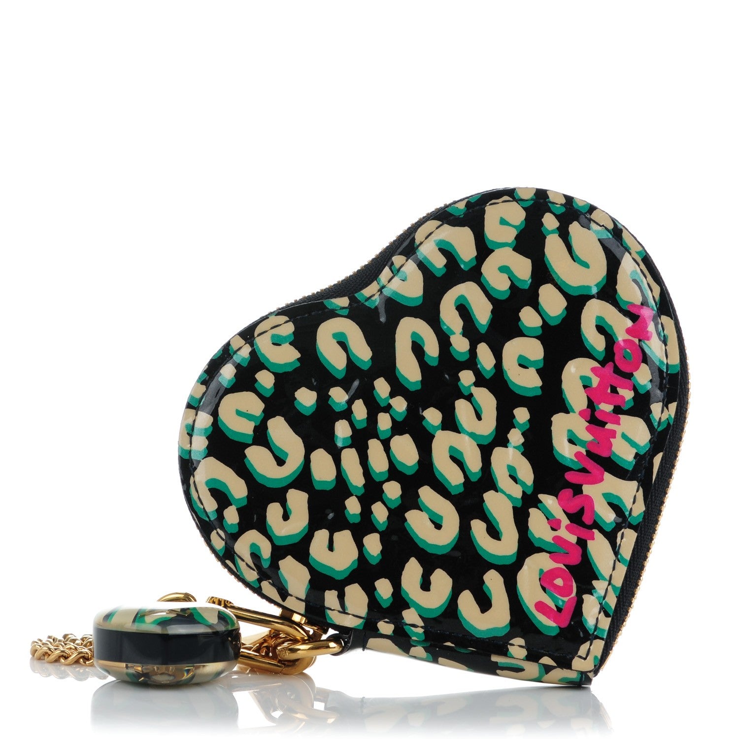Louis Vuitton Vernis Leopard Coeur Heart Coin Purse Blue Infini 1 of 7