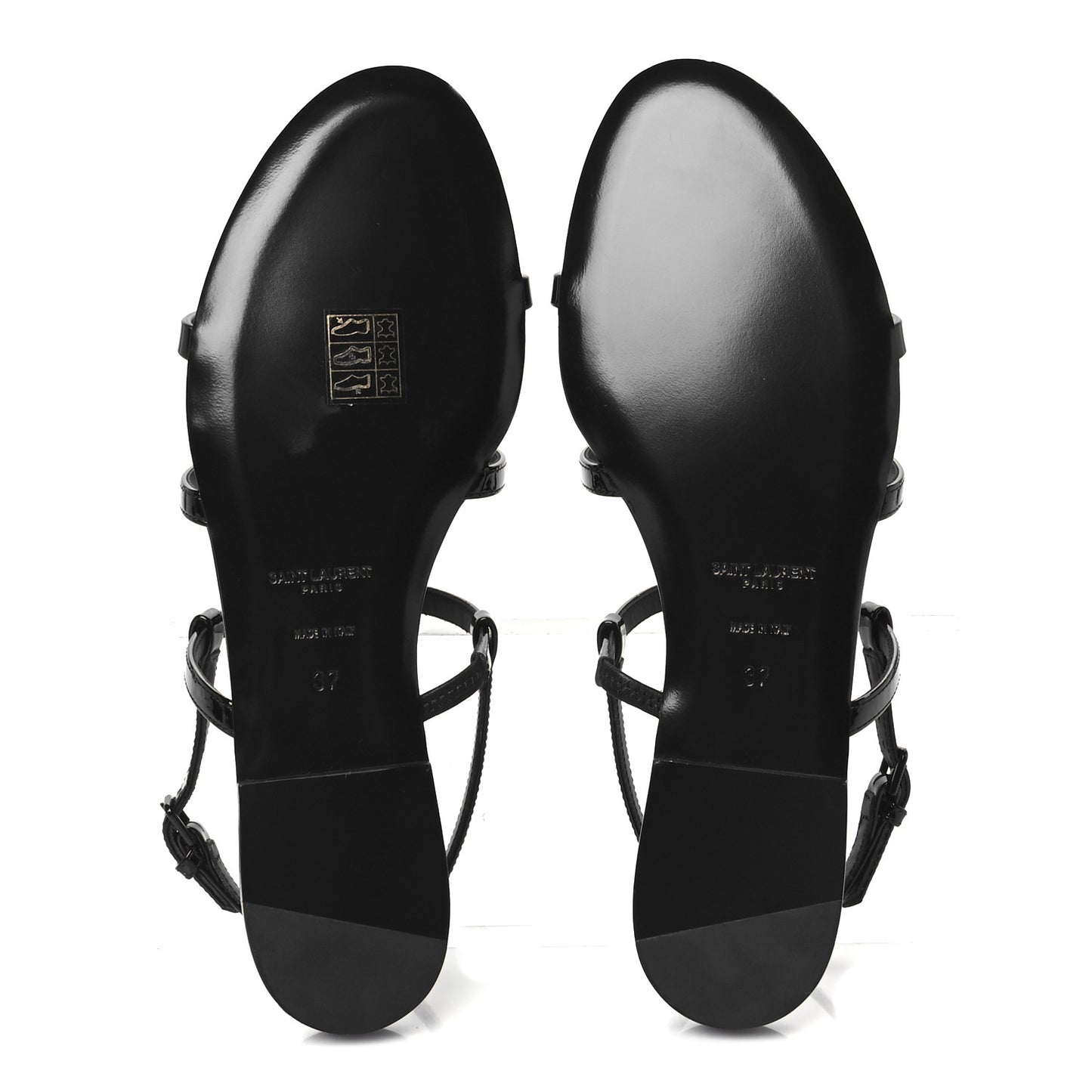 Patent Calfskin Cassandra Monogram Sandals 37 Black