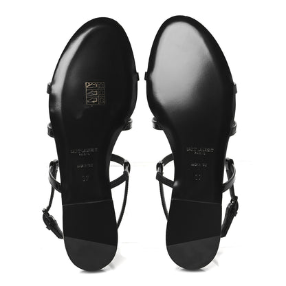 Saint Laurent Patent Calfskin Cassandra Monogram Sandals 37 Black 6 of 10