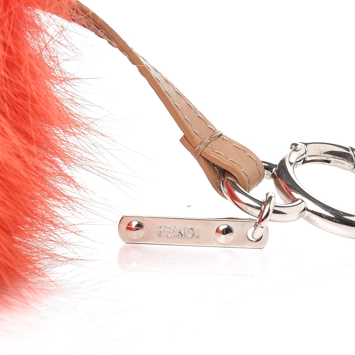 Fendi Fox Fur Calfskin Hypnoteyes Coin Purse Bag Charm Cuoio Orange 3 of 4