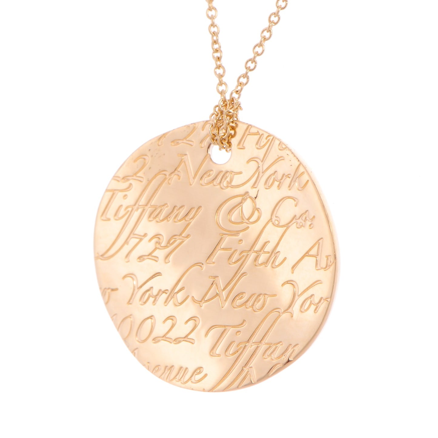 18K Yellow Gold Notes Round Pendant Necklace