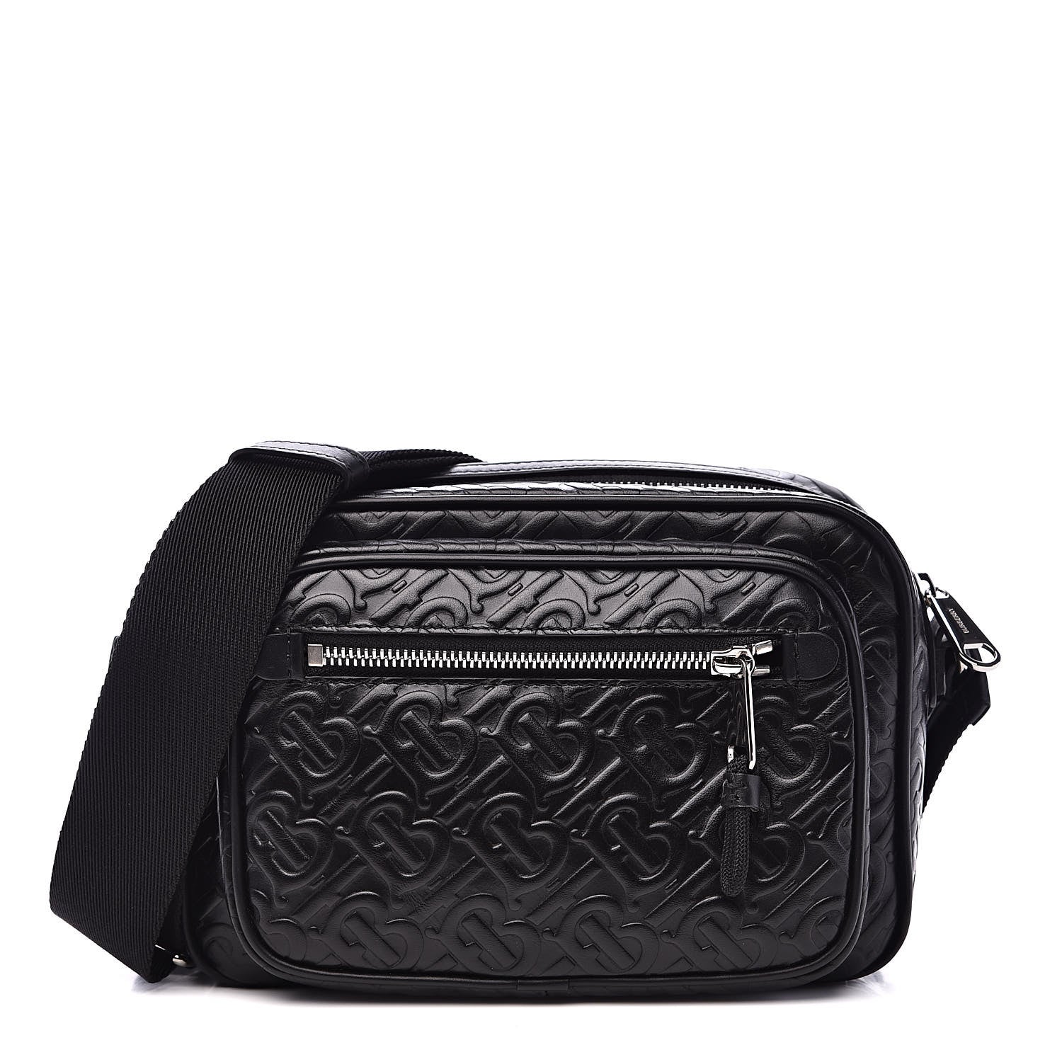 Burberry Calfskin Embossed Monogram Small Camera Bag Black 1 of 8