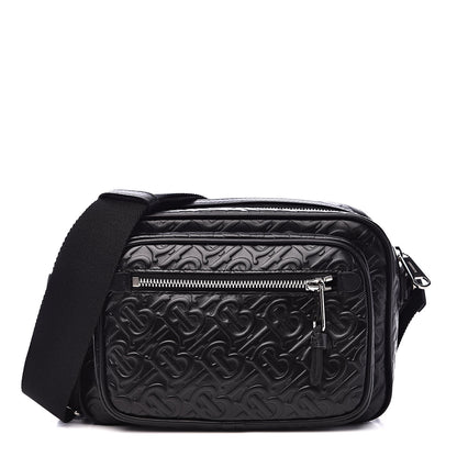 Burberry Calfskin Embossed Monogram Small Camera Bag Black 1 of 8