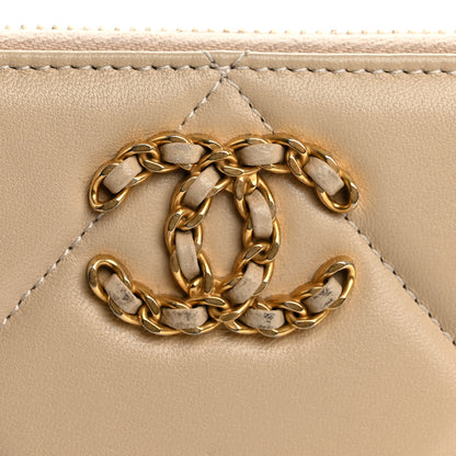Chanel Shiny Goatskin Quilted 19 Long Zipped Around Wallet Beige 12 of 14