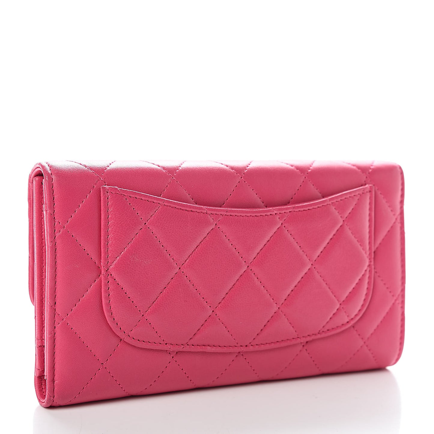 Lambskin Quilted Large Flap Wallet Pink