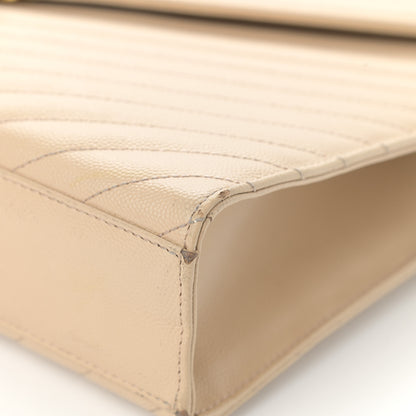 Saint Laurent Grain De Poudre Matelasse Chevron Large Monogram Satchel Nude Powder 11 of 15
