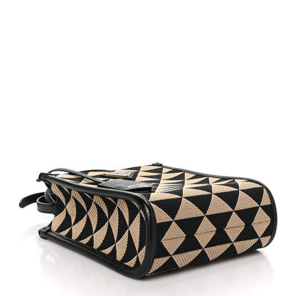 Prada Jacquard Saffiano Triangolo Symbole Embroidered Mini Tote Black Corda 4 of 9