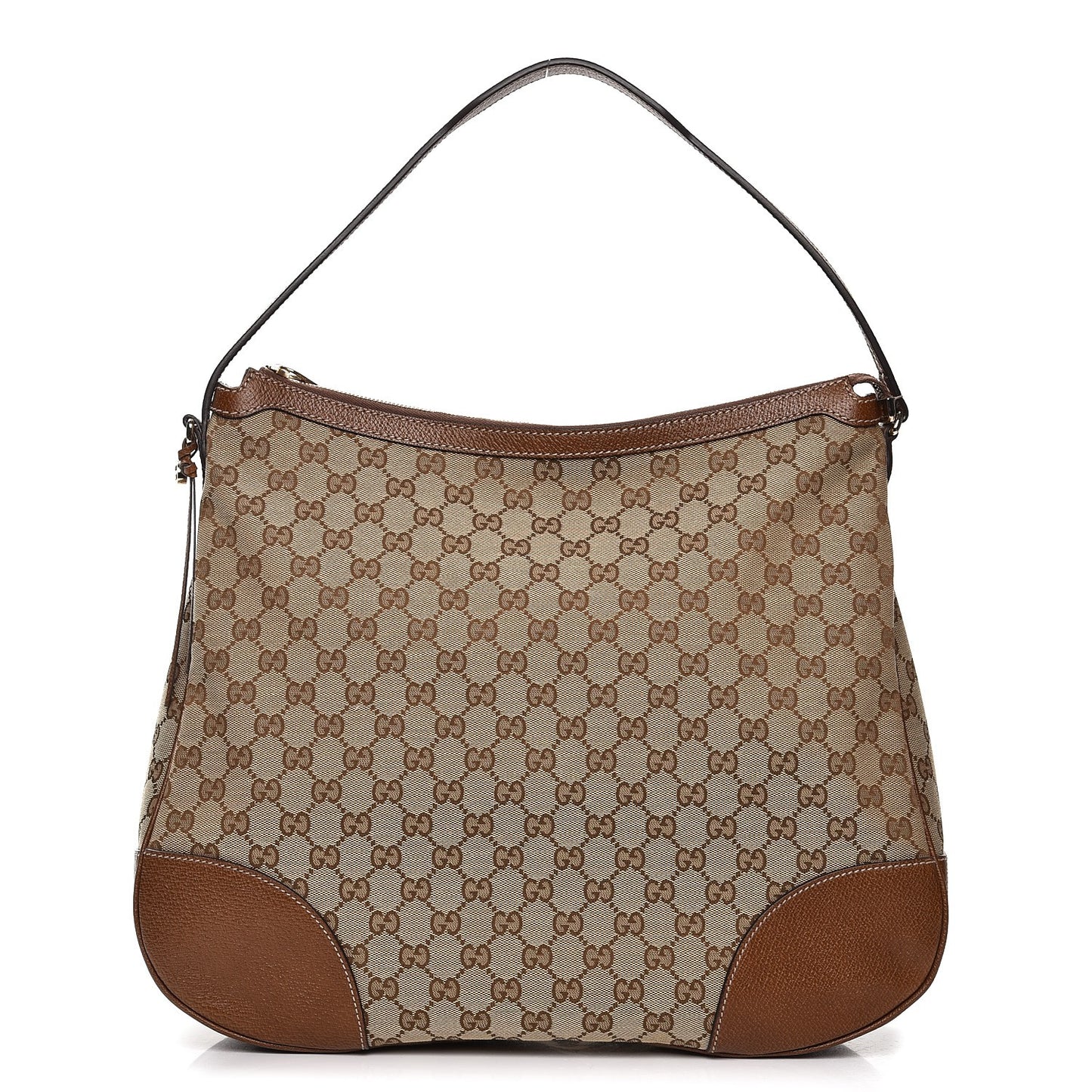Monogram Textured Calfskin Large Bree Hobo Beige Ebony Nocciola