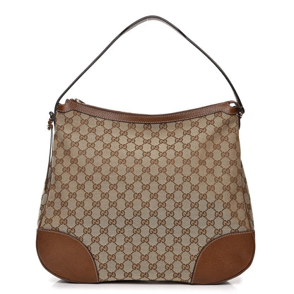 Gucci Monogram Textured Calfskin Large Bree Hobo Beige Ebony Nocciola 1 of 7