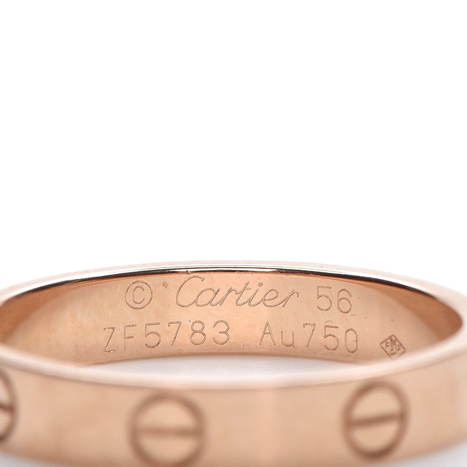 Cartier 18K Pink Gold 4mm LOVE Wedding Band Ring 56 7.5 3 of 4