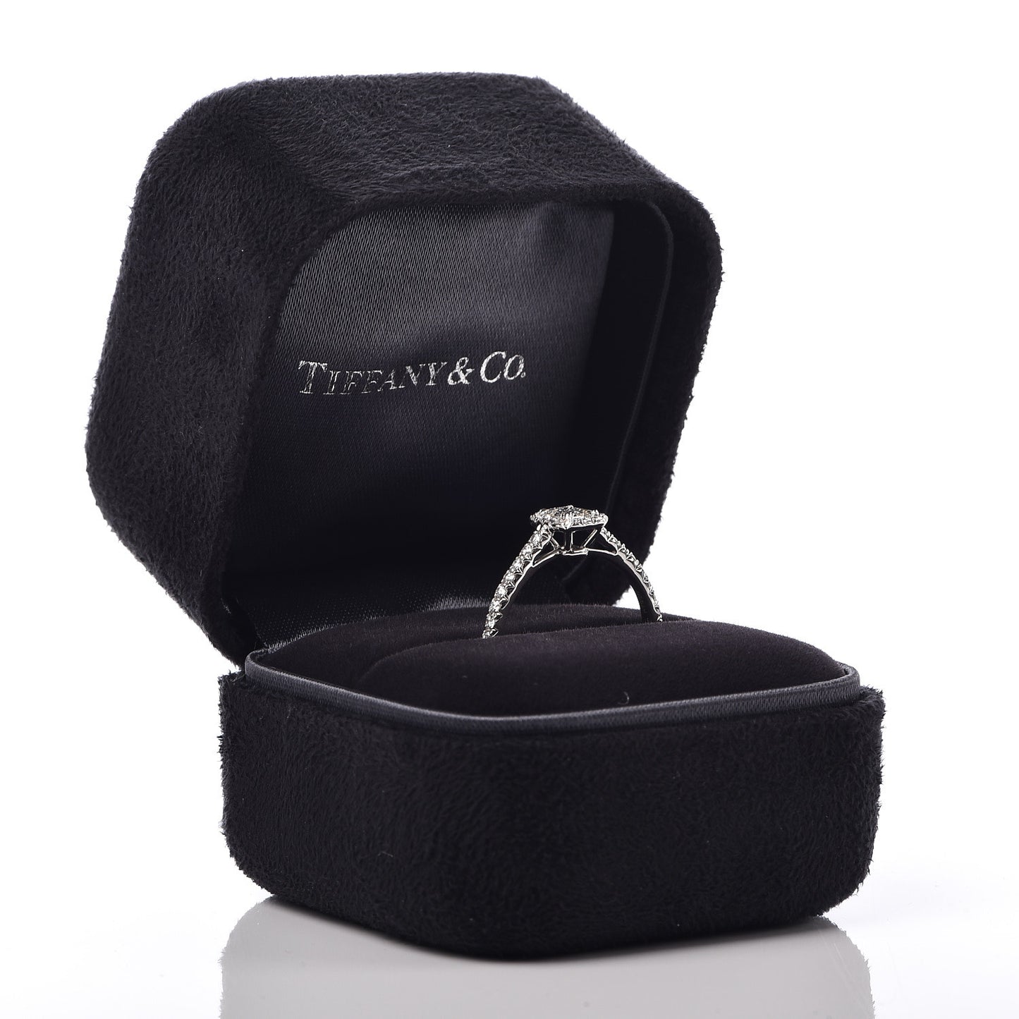 Platinum Diamond .28ct Soleste Emerald Cut Engagement Ring 50 5.5