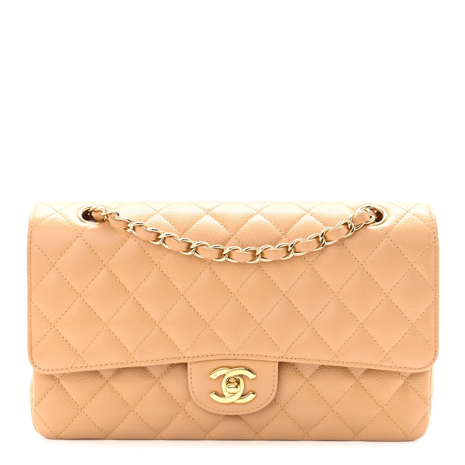 Chanel Caviar Quilted Medium Double Flap Beige 1 of 10