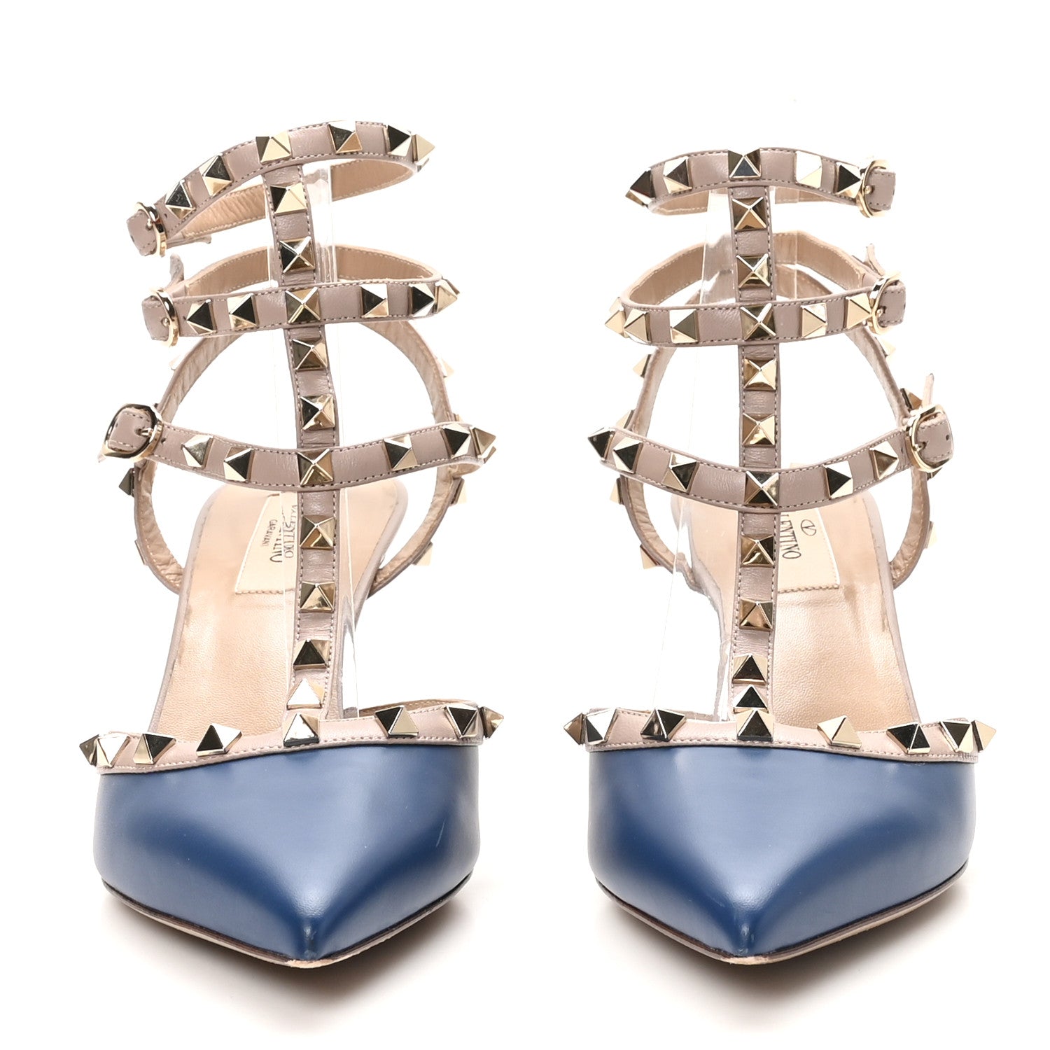 Valentino Garavani Calfskin Nappa Rockstud Ankle Strap 65mm Pumps 39 Indaco Poudre 3 of 11