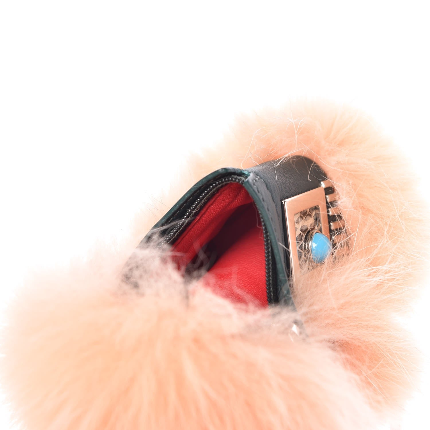 Fendi Fox Fur Calfskin Hypnoteyes Coin Purse Bag Charm Palmspring English Green 3 of 5