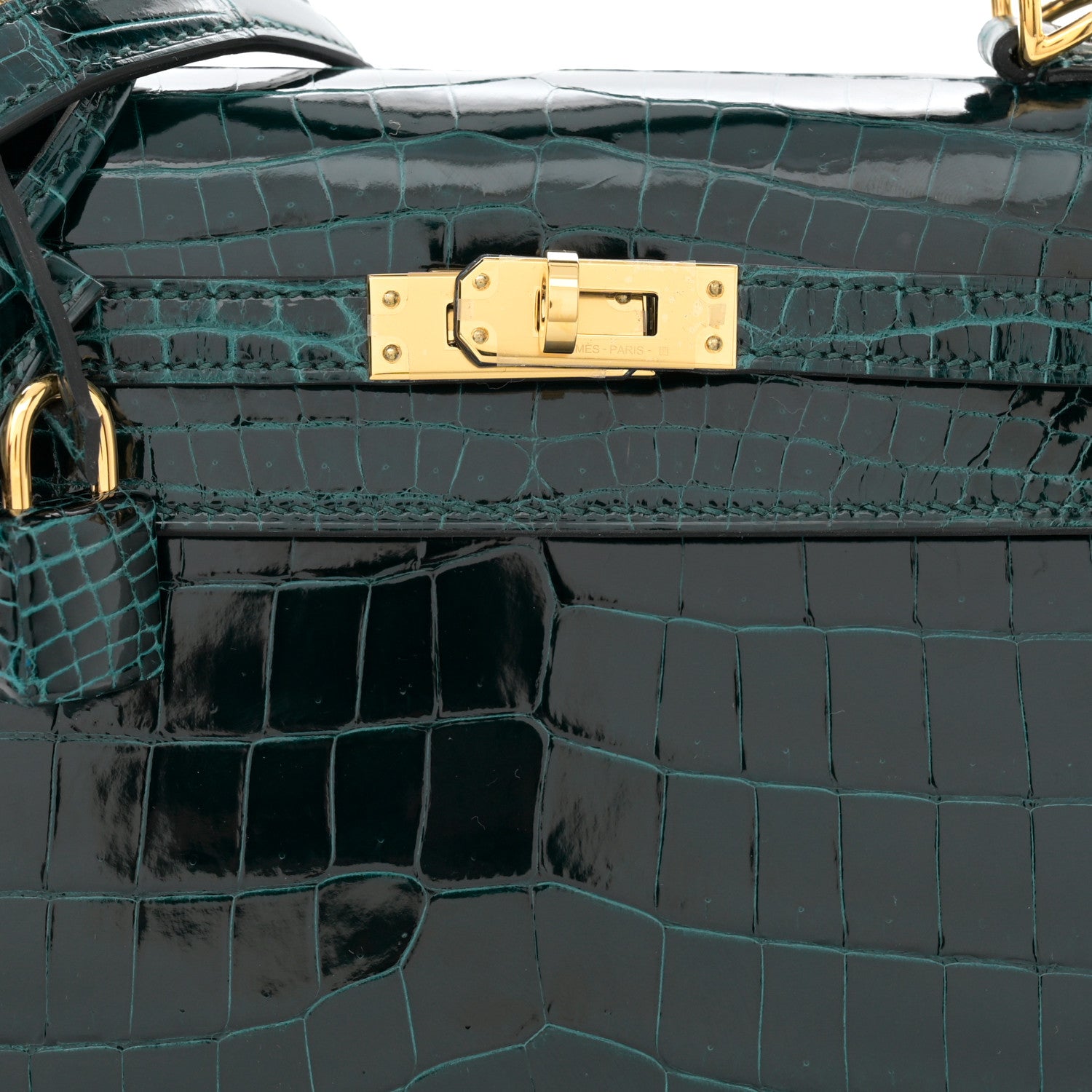 Hermes Shiny Niloticus Crocodile Kelly Sellier 25 Vert Cypress 8 of 11