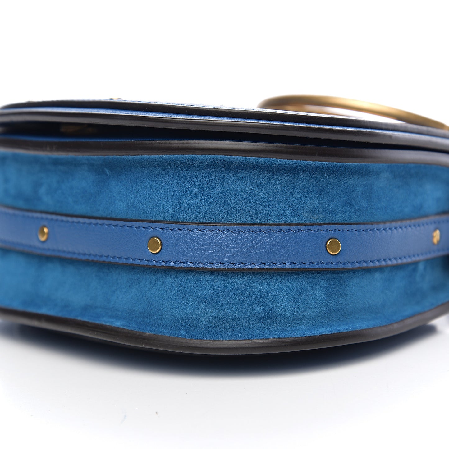 Calfskin Suede Small Nile Bracelet Bag Smoky Blue