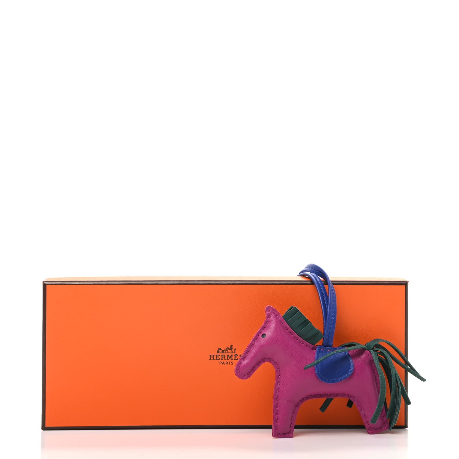 Hermes Milo Lambskin Grigri Rodeo Horse Bag Charm PM Rose Pourpre Bleu Electrique Malachite 6 of 6
