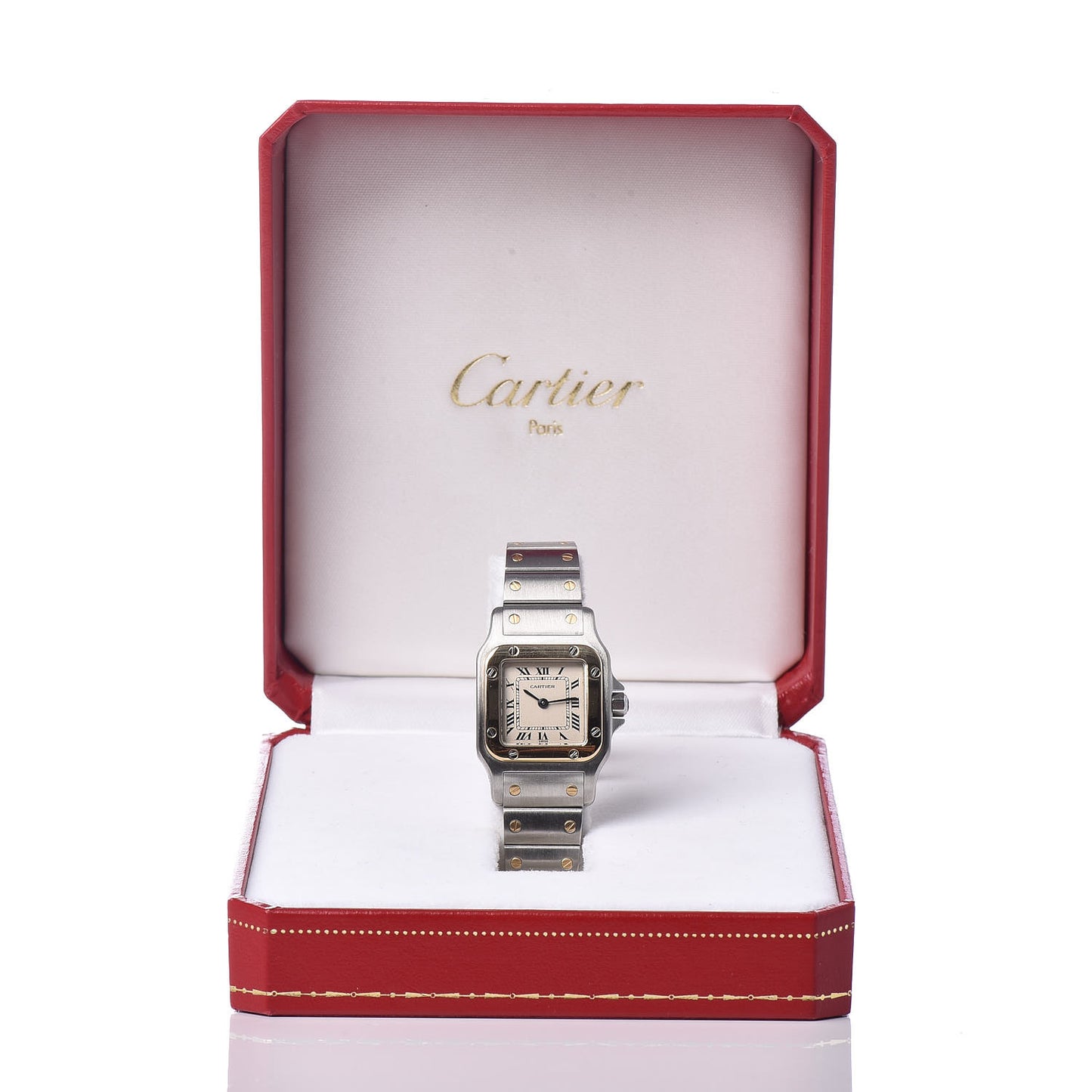 Stainless Steel 18K Yellow Gold 24mm Santos De Cartier Galbee Quartz Watch