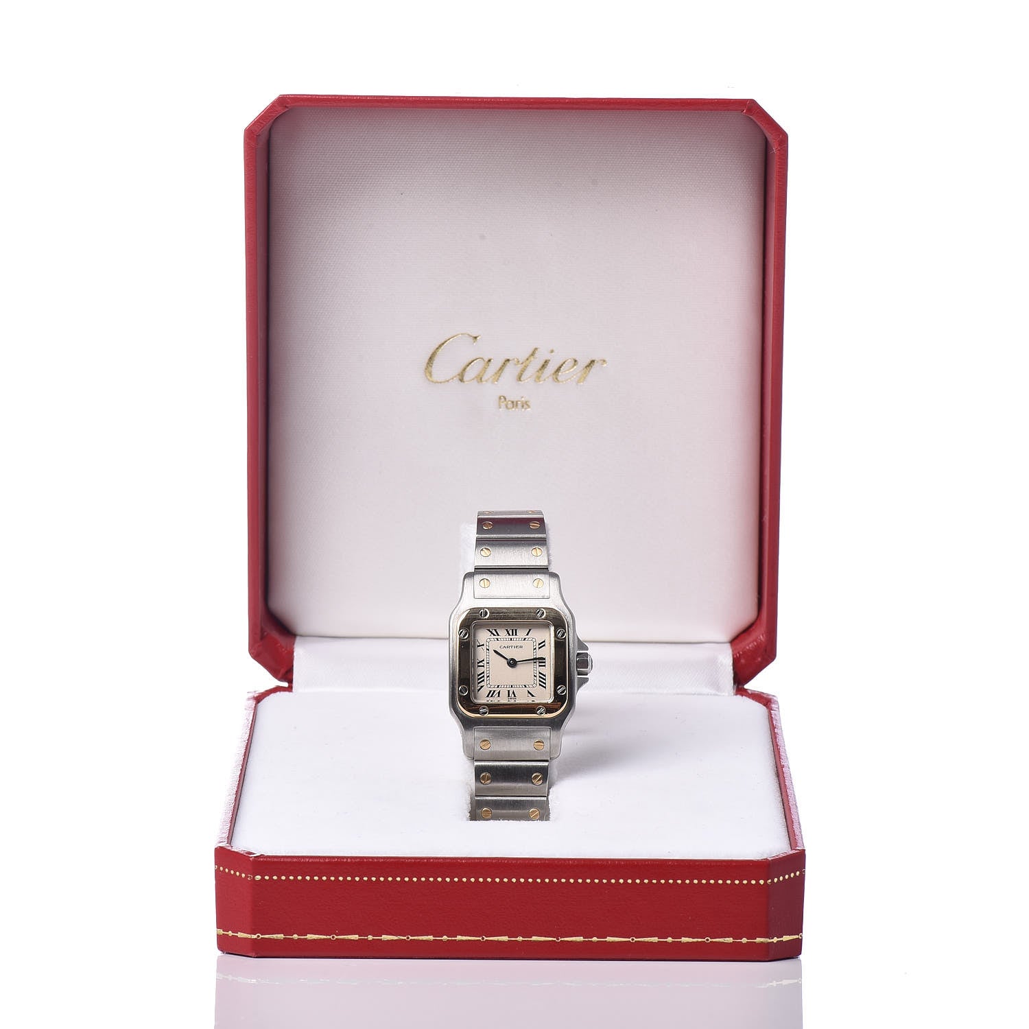 Cartier Stainless Steel 18K Yellow Gold 24mm Santos De Cartier Galbee Quartz Watch 7 of 7