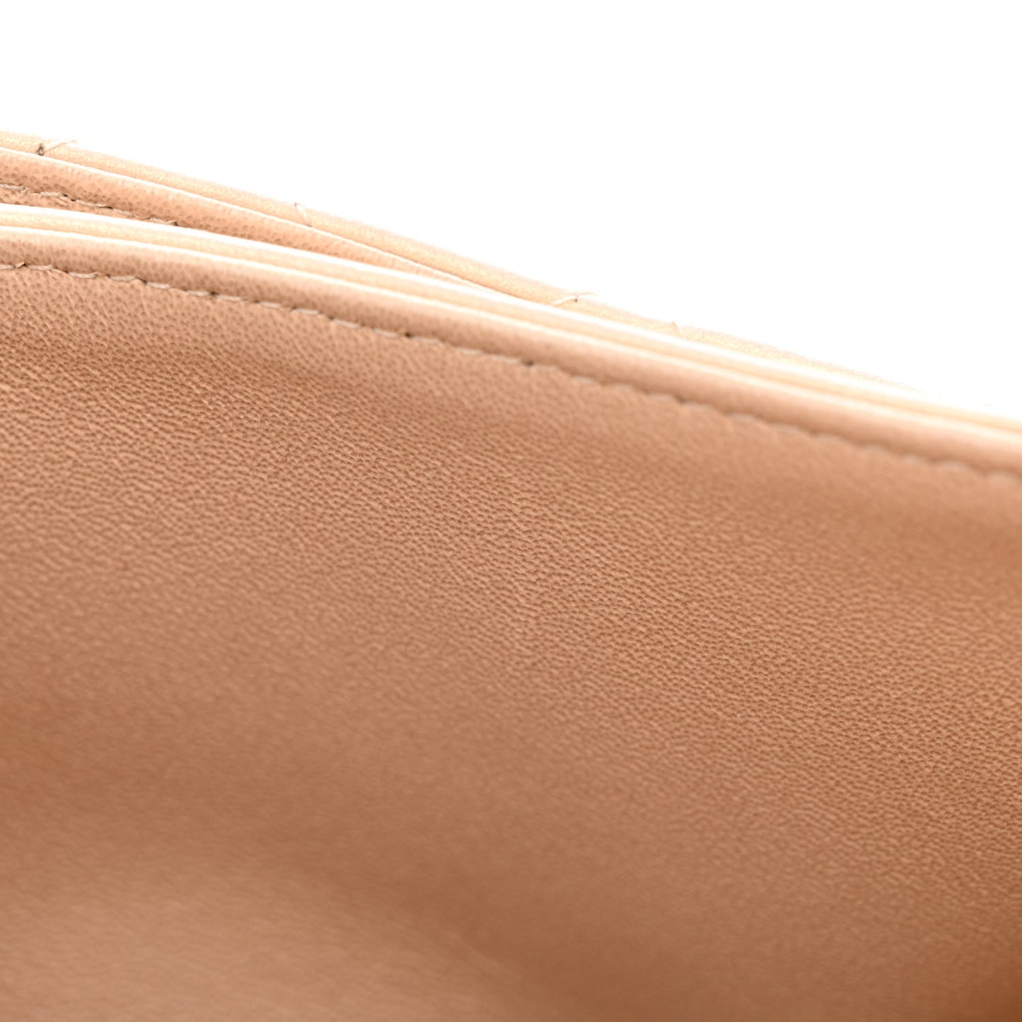 Iridescent Calfskin Quilted Medium Double Flap Beige