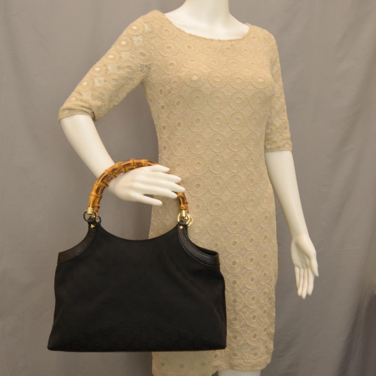 Monogram Bamboo Handle Bag Black