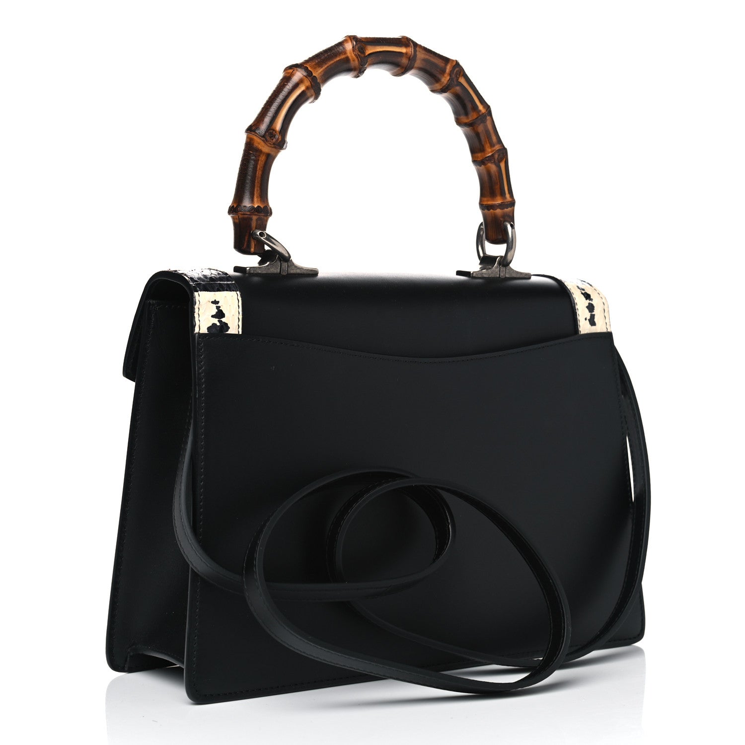 Gucci Calfskin Snakeskin Small Lilith Top Handle Bag Black 2 of 6