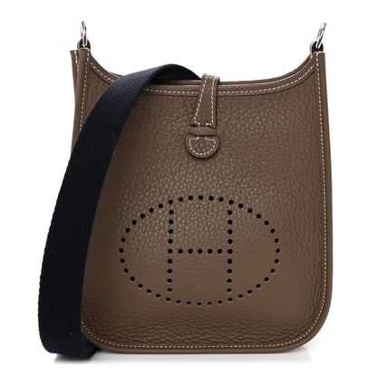 Hermes Taurillon Clemence Amazone Evelyne TPM Etoupe Bleu Indigo 1 of 10