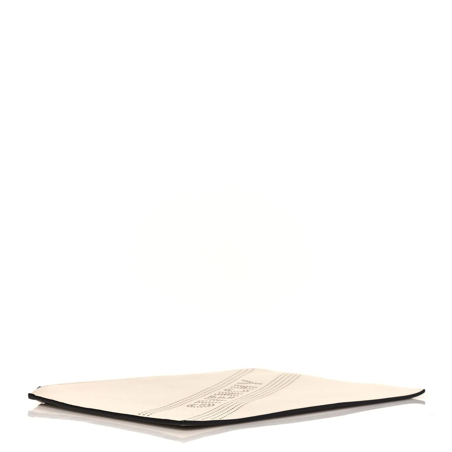 Calfskin Medium Perforated Logo Pouch White