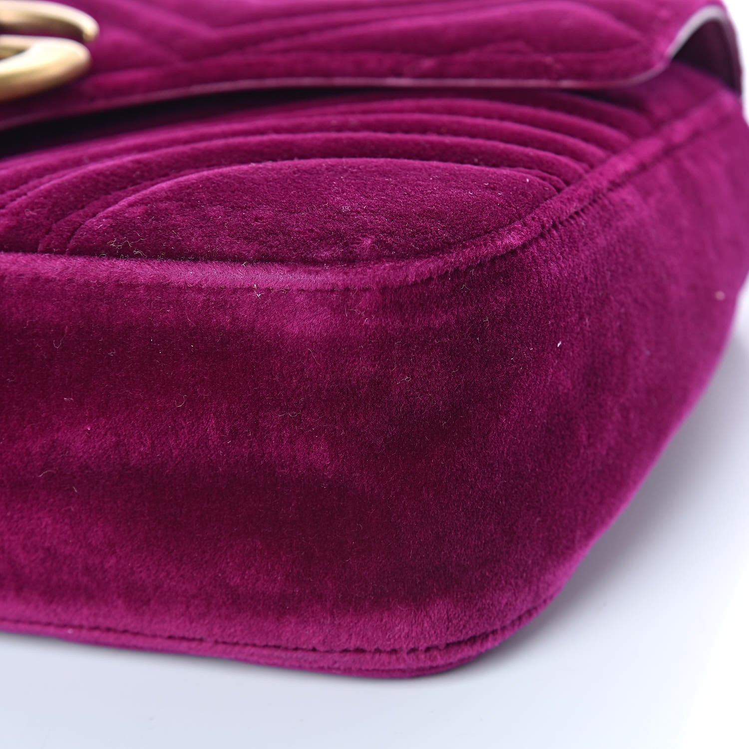Gucci Velvet Matelasse Medium GG Marmont Shoulder Bag Fuchsia Violet Cyclamen 9 of 9