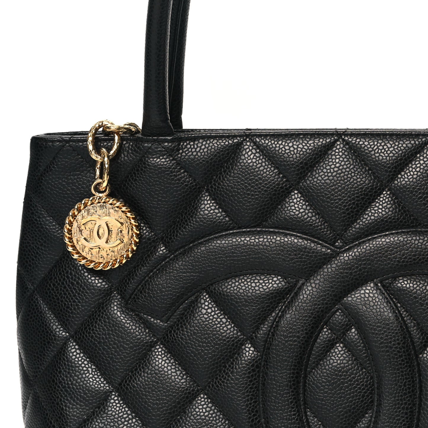 Caviar Quilted Medallion Tote Black