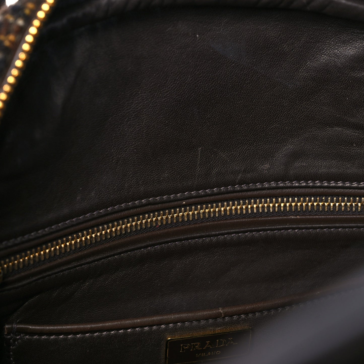 Tessuto Tweed Vitello Bowling Bag Cacao Knicker