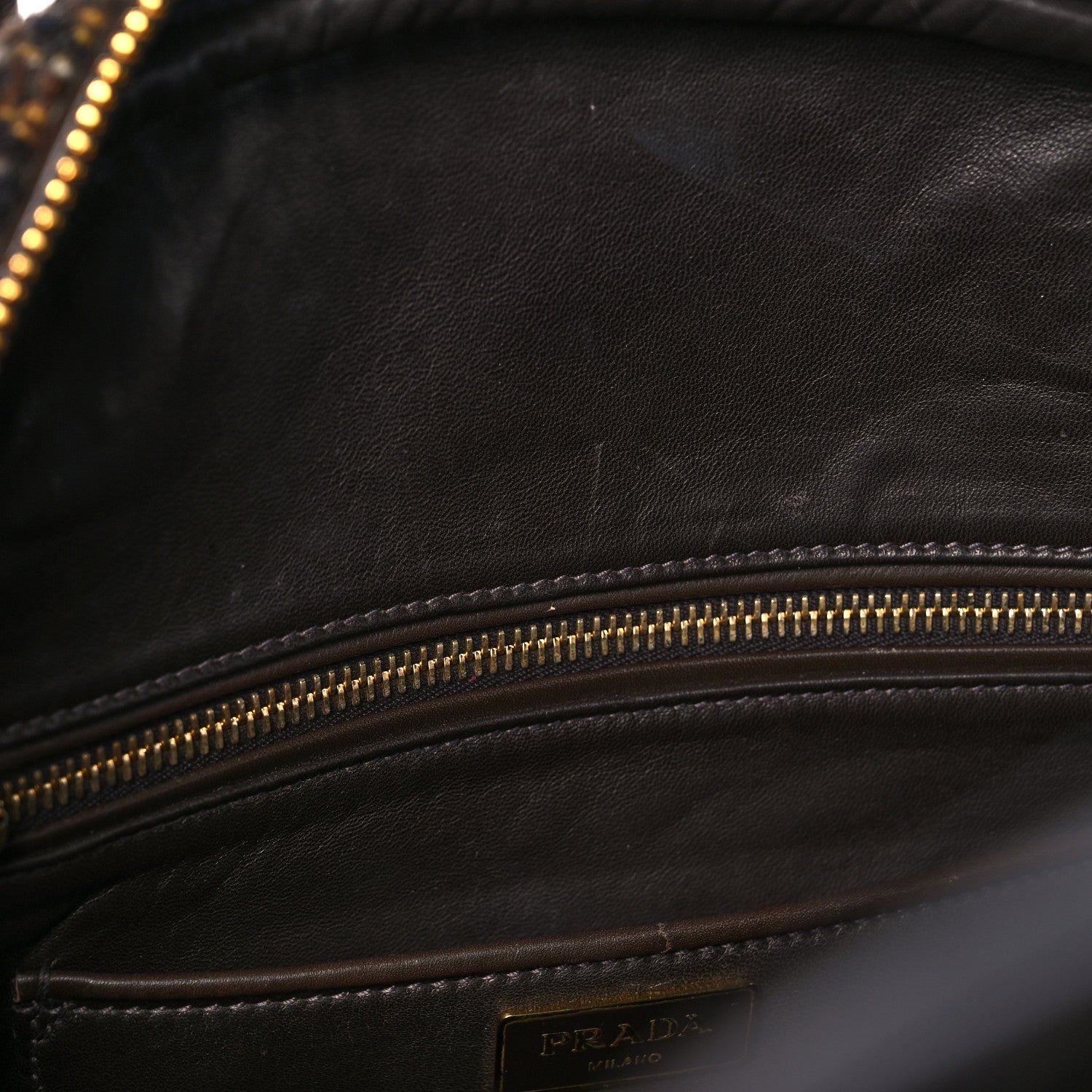 Prada Tessuto Tweed Vitello Bowling Bag Cacao Knicker 10 of 22