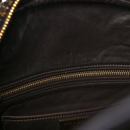 Prada Tessuto Tweed Vitello Bowling Bag Cacao Knicker 10 of 22